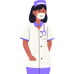 Female Nurse Wearing Mask &ndash; Healthcare Worker Character Vector