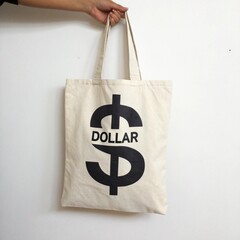 Dollar Sign Fabric Tote Bag	
