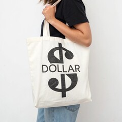 Dollar Sign Fabric Tote Bag	

