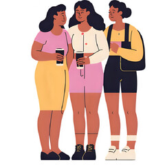 Group of Women Chatting and Drinking Coffee &ndash; Flat Vector Scene