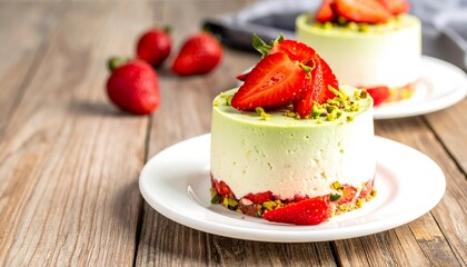Pistachio and Strawberry Mini Cheesecakes