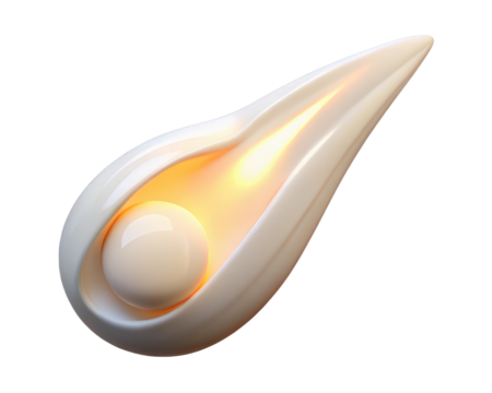 Abstract ivory form with glowing sphere center modern design art piece 3d illustration isolated on transparent background