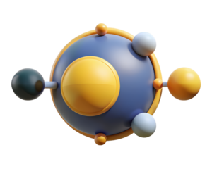 Abstract molecular structure model on background 3d art 3d illustration isolated on transparent background