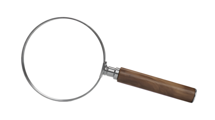 Magnifying glass with wooden handle enhances details, perfect for investigation or scientific study projects