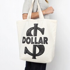 Dollar Sign Fabric Tote Bag	
