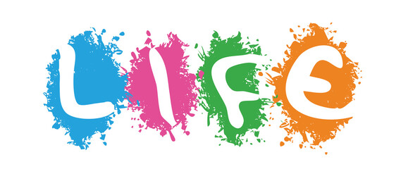 life in white splash background illustration
