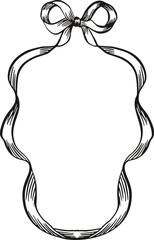 Monochrome handmade linear bow with ribbon frame