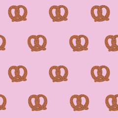 Bavarian pretzel seamless pattern. Bretzel repeating bakground. Vector illustration
