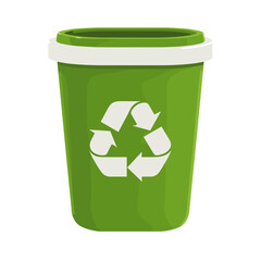 Bright green recycling bin for waste disposal placed in a designated area encouraging environmental responsibility