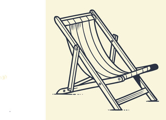 Vector art of a classic striped deckchair, perfect for relaxing on the beach or in the garden during summer holidays