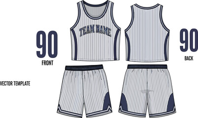 Basketball jersey and shorts uniform template for team sportswear design