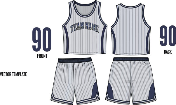 Basketball jersey and shorts uniform template for team sportswear design