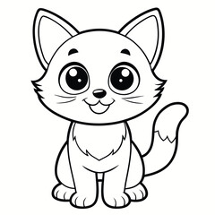 Vector art of cute cartoon kitten sitting, isolated on white background