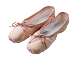 Pair of light peach-colored ballet shoes