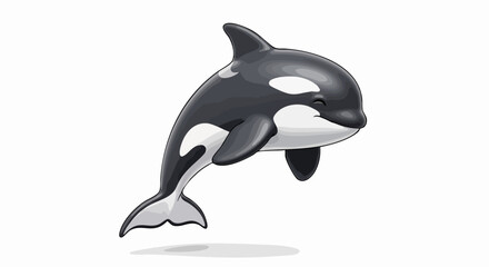Naklejka premium Cartoon orca jumping black and white illustration