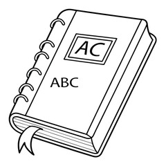 Illustration of an alphabet book with abc and ac on the cover, isolated on white background