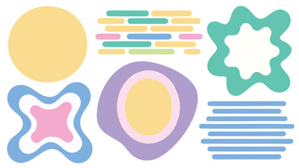 Illustration of various abstract shapes including circles stars and rounded rectangles design art