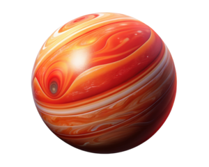 Jupiter planet close up view swirls abstract spherical shape outer space exploration scenic visualization 3d illustration isolated on transparent background