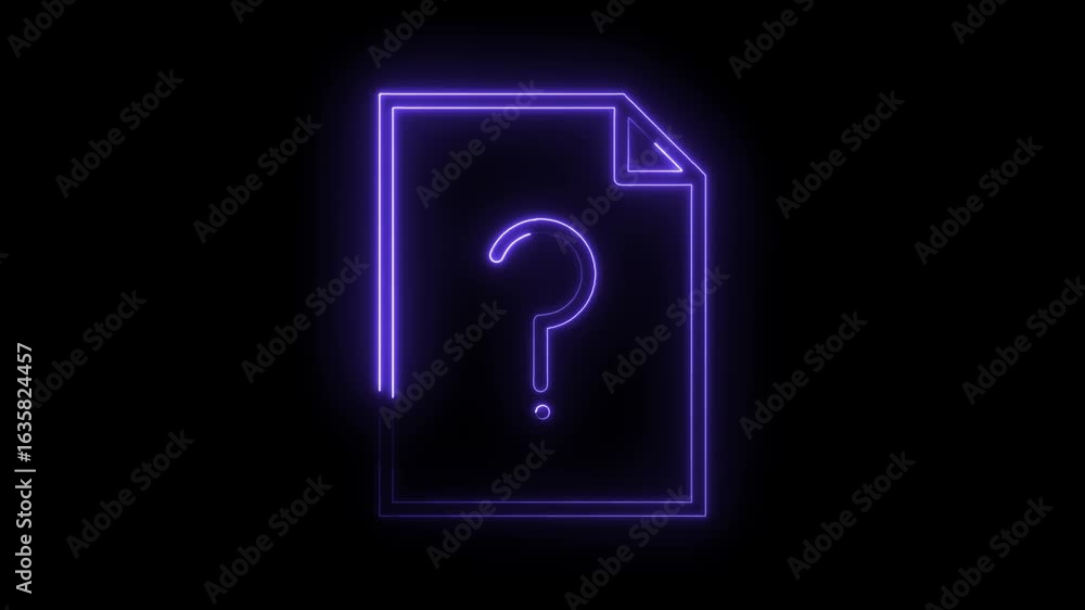 Poster glowing neon question mark document icon abstract futuristic design isolated on black background vib