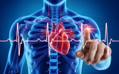 Discover innovative heart health solutions with this dynamic digital visualization of a human heart and vital signs monitoring for medical breakthroughs