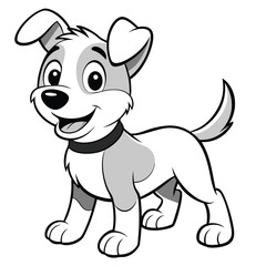 Vector art of cute cartoon puppy dog with floppy ears and a wagging tail, isolated on white background