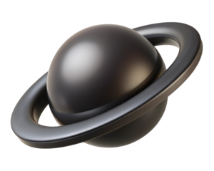 Saturn like planet with rings glossy surface isolated space universe astronomy celestial body 3d illustration isolated on transparent background