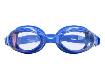 Fototapeta premium Bright blue swimming goggles, clear lenses