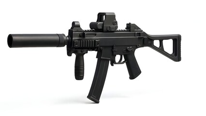 Realistic Heckler & Koch UMP with Tactical Attachments &ndash; Side Profile Studio Photo