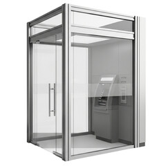 Modern glass elevator cabin isolated on transparent background