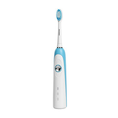 White and blue electric toothbrush isolated on transparent background