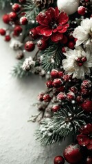 Winter decoration with red and white flowers and berries creating a festive atmosphere for the holiday season