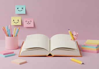 Reading Book Mockup Scene. International Literacy Day September 8