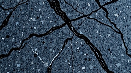 Obraz premium Illustration of a dark, textured surface with intricate cracks and embedded stones