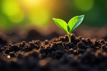 Close-up of a single seed nestled in rich, dark soil, ready for planting Sunlight gently illuminates the tiny seed, highlighting its potential for growth and life , black, gardening