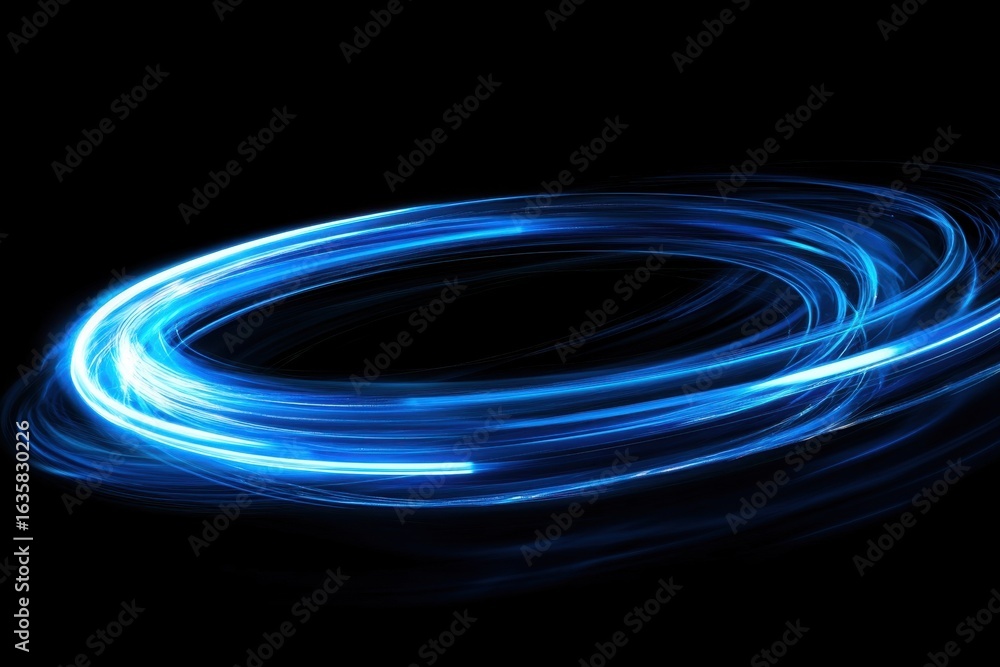 Aufkleber dynamic blue light trails create mesmerizing patterns against a dark backdrop, blue light trails ove