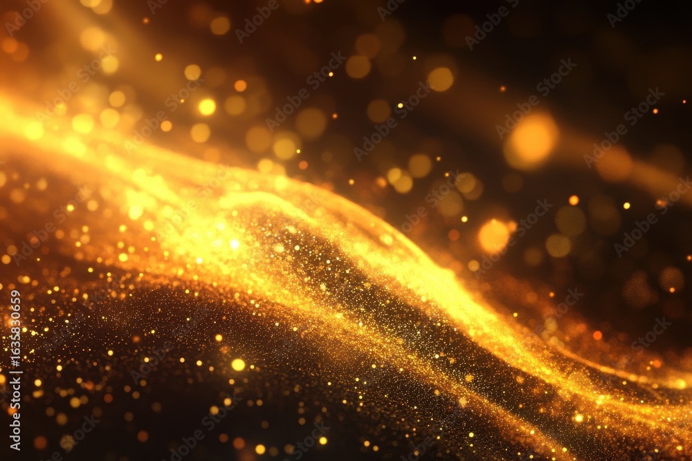 Poster vibrant abstract background featuring shimmering light waves in golden hues, abstract animated backg