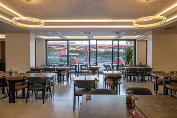Interior of a modern hotel restaurant