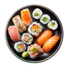 Plate of Sushi on white background