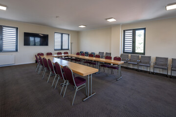 Interior of a conference room in a modern hotel
