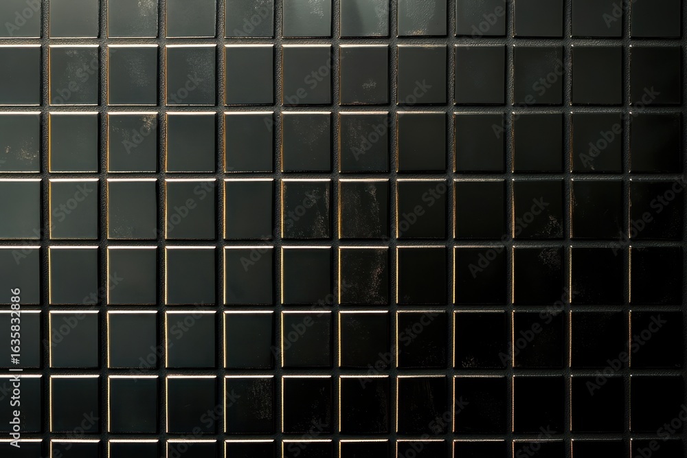 Aufkleber Transition of Popping Grids Displaying Black Tiles with Shimmering Effects in a Subtle Light, 4K transition with popping grids