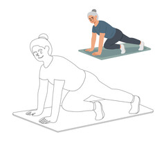 Older people exercising illustration 
