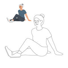 Older people exercising illustration 

