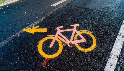 Bicycle lane marking on asphalt