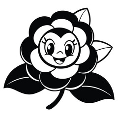 Vector art of cute cartoon flower with a happy face, isolated on white background