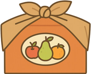 Healthy lunch pack with fruit illustration