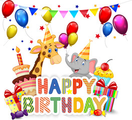 happy birthday card with balloons