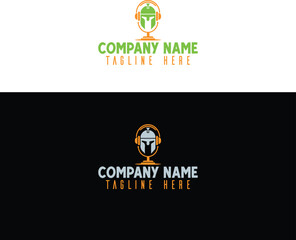 Podcast Logo with Spartan Helmet and Headphones