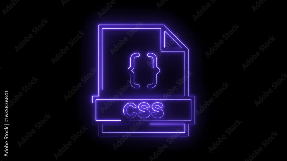 Poster glowing neon c s file icon with curly braces symbol abstract technology concept digital design eleme