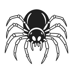 Vector art of black and white illustration of a spider, isolated on white background