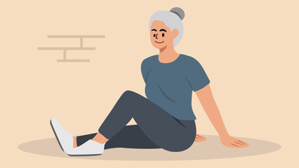 Older people exercising illustration 
